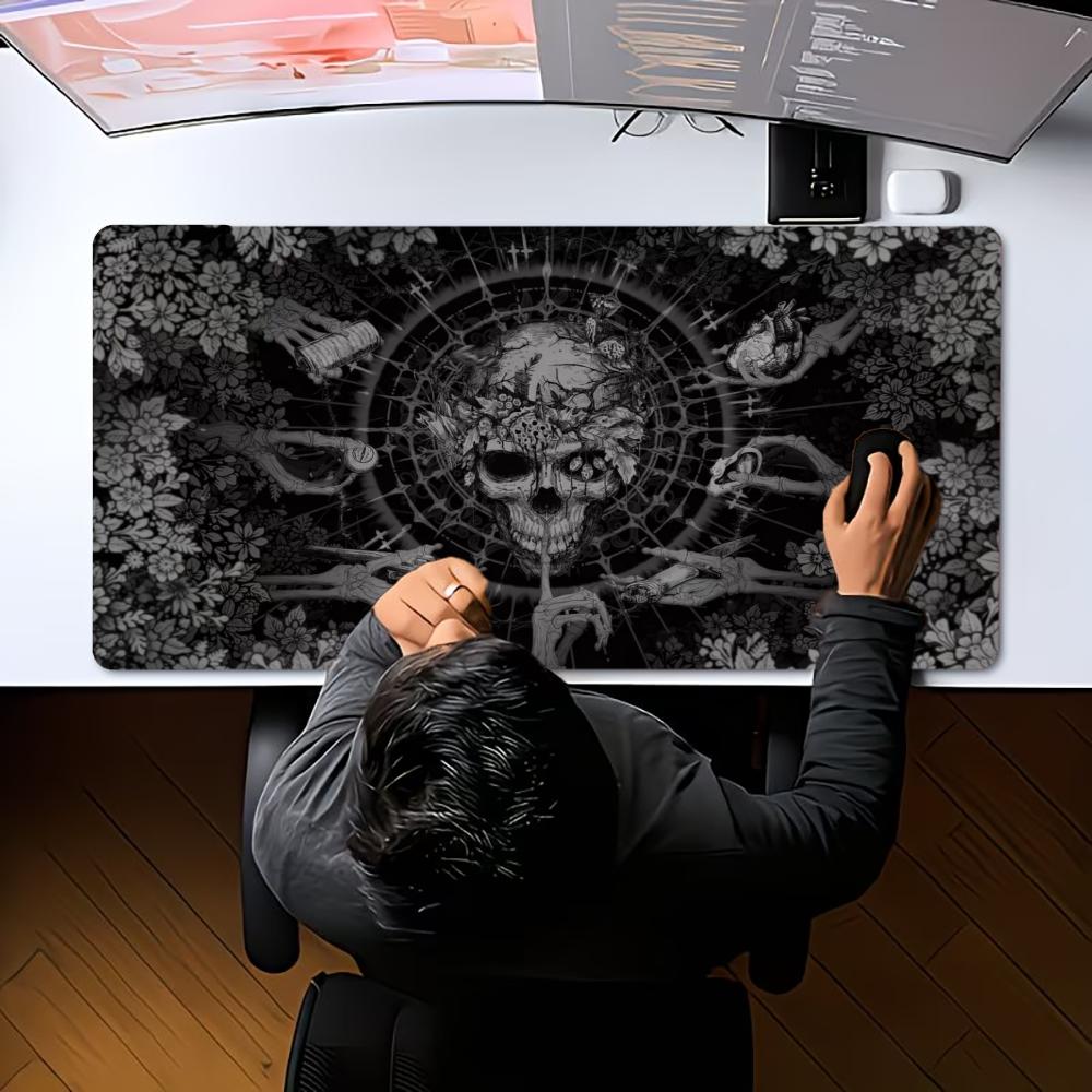 XXL Dark Gothic Skull Large Mousepad Skeleton Floral Pattern Deskmat Non-Slip Rubber Gaming Pc Keyboard Gamer Mouse Mats