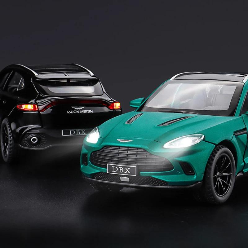 Литая модель автомобиля 1/32 Aston Martin DBX со звуком и светом, коллекционная миниатюрная детская машинка для мальчиков, игрушка в подарок на день рождения