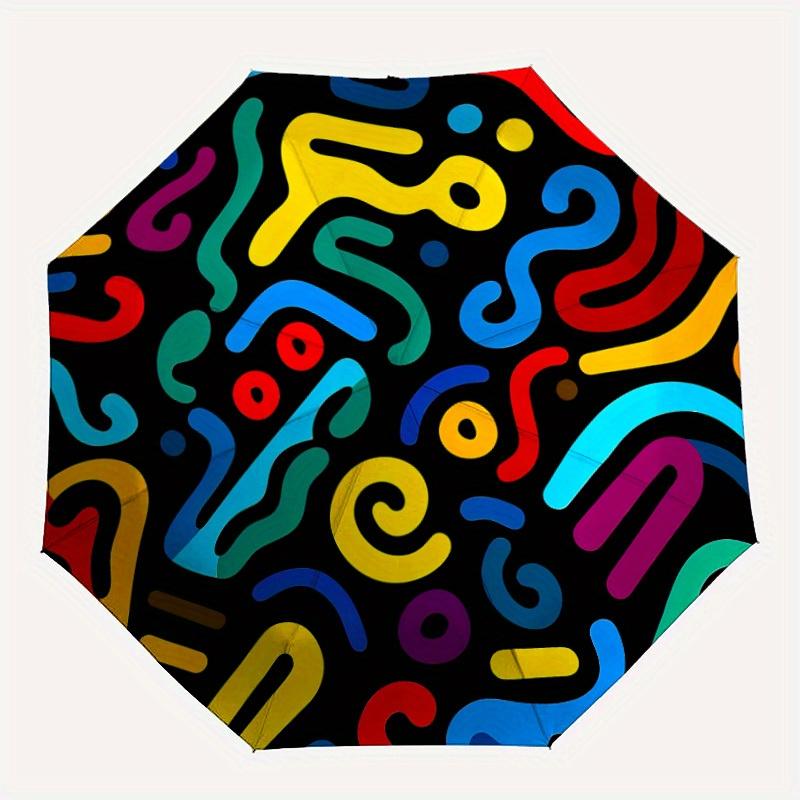 

1pc Colorful Patterns Automatic Open/Close Umbrella, Umbrella with cartoon Design, Portable Compact Umbrella for Men & Women, Good Holiday G
