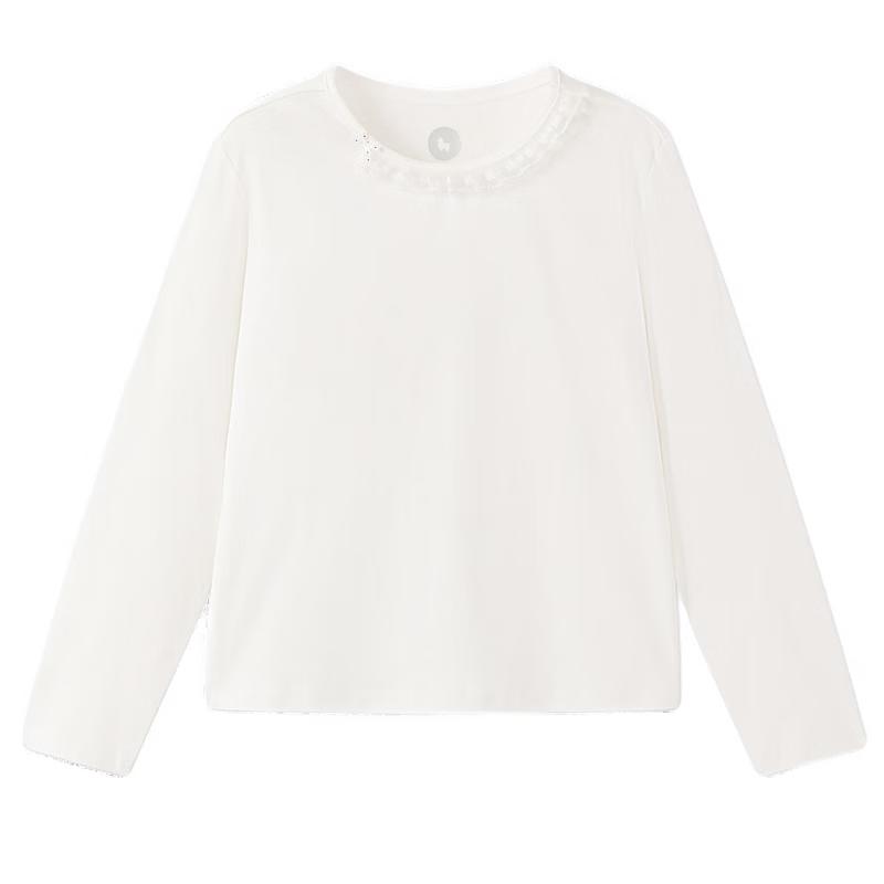 MQD Girls' Striped Lace Trim Long Sleeve T-Shirt