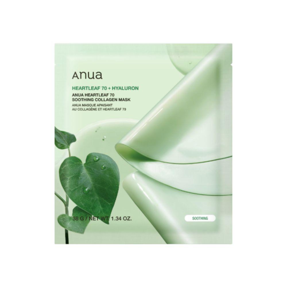 ANUA Heartleaf 70 Soothing Collagen Mask Calming Firming Sheet Mask 38g,4EA