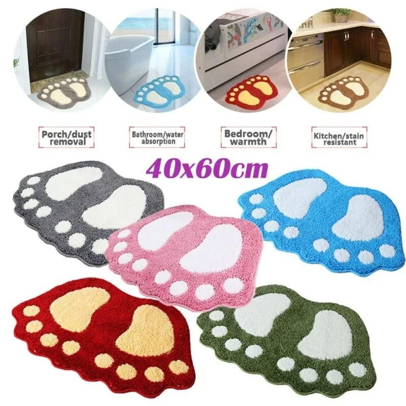 Cute Footprints Big Feet Bath Mats Pads Cartoon Style Toilet Non-slip Rug for Bathroom Carpet Bath Mats Foot Print Rug