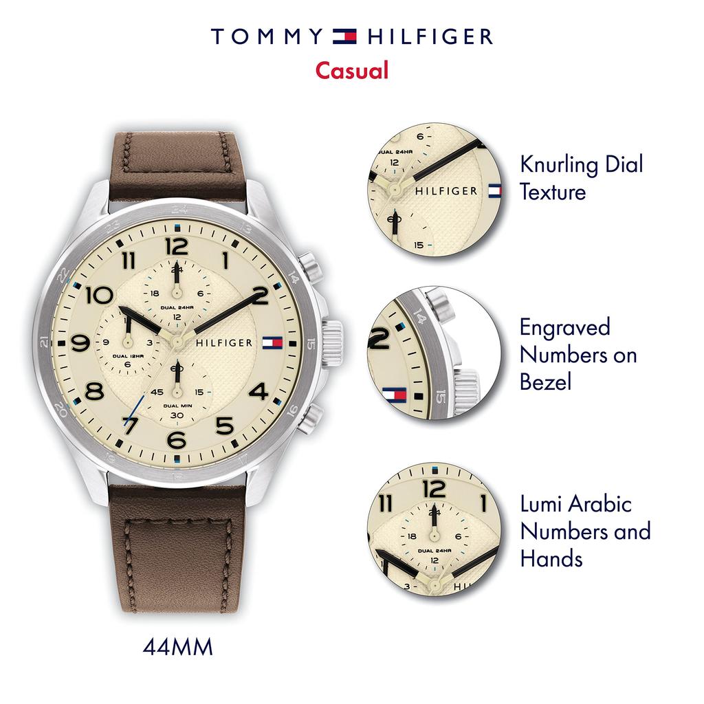 Pouzdro na hodinky z nerezové oceli a pásek z teletiny Hodinky 1792003 [Tommy Hilfiger] Pánské