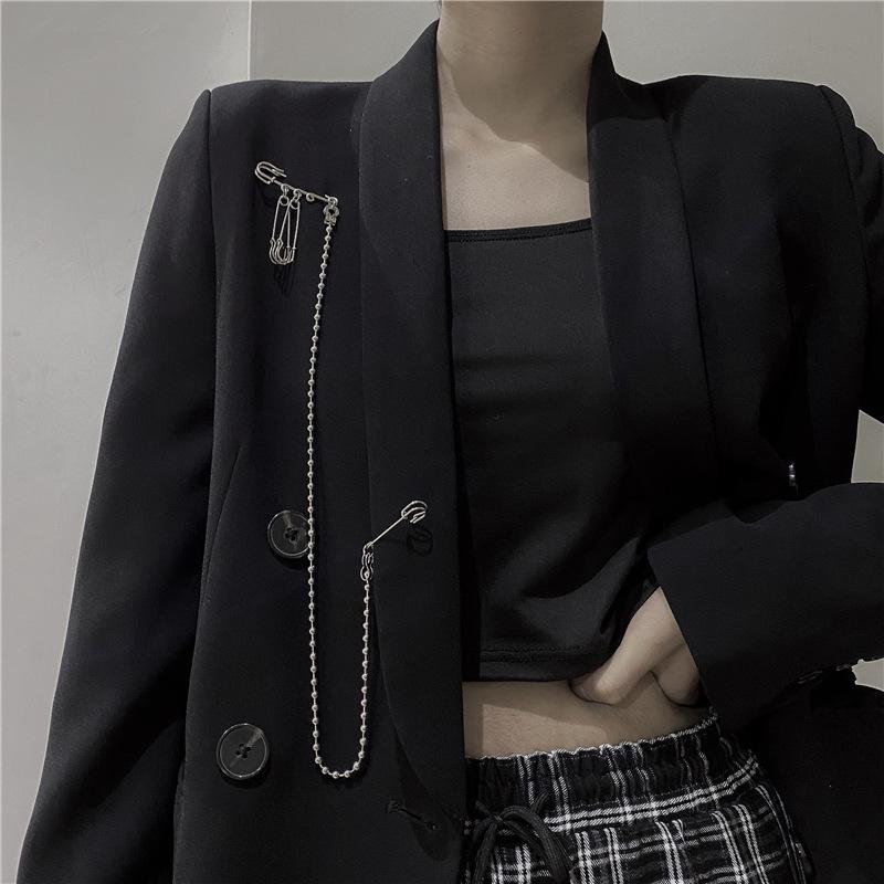 Pin Clip Chain Brooch Metal Tassel Pendant Brooch for Women Men Couple Overcoat Suit Shirt Lapel Pin Clothing Accessory Jewelry