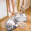 Tappetino da Bagno in Terra Diatomacea a Forma di Gatto Cartone Animato, Assorbente Acqua Antiscivolo Resistente all'Usura Zerbino per Bagno Ingresso WC