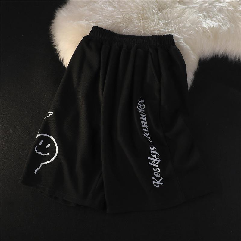 

Летние спортивные шорты с широкими штанинами 2022 года для студенток — шорты для бега в корейском стиле больших размеров