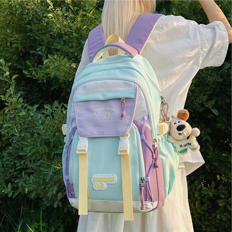 Schoolbag1011 new high-value versatile backpack lightweight junior high school girls high school students party schoolbag women travel backpack