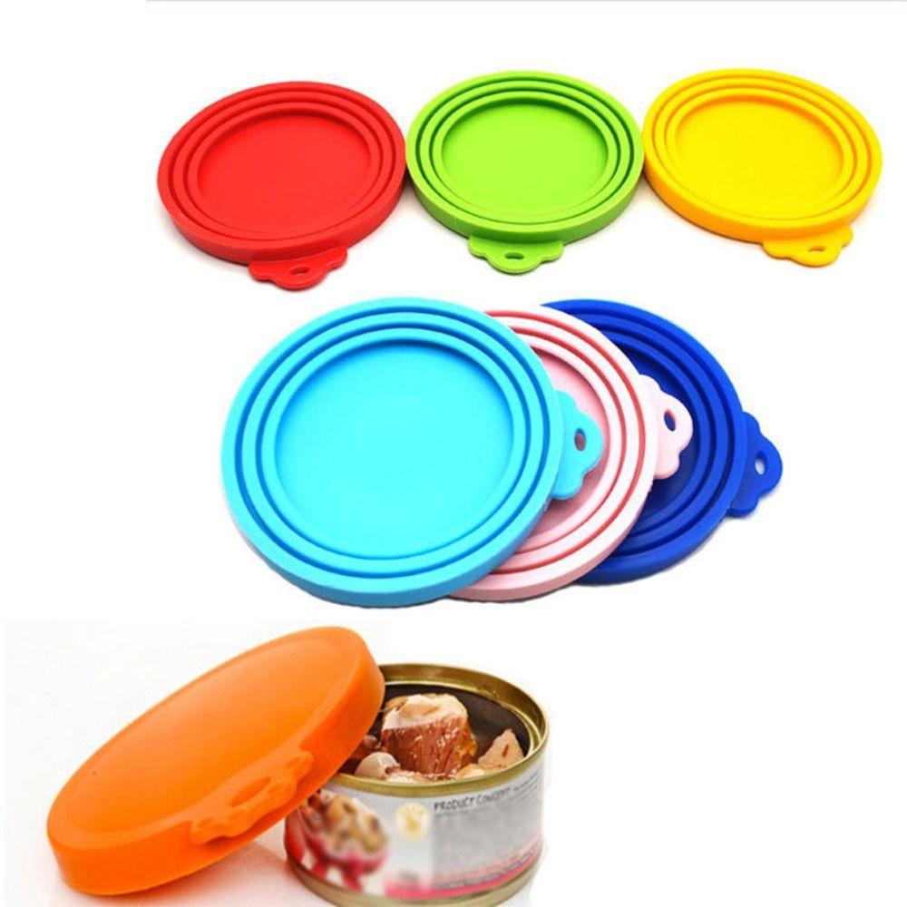 Cartoon Silicone Pet Can Lid Set Soft Pet Can Spoon Lid Seal Cover 3 in 1 Cat Can  Lid  Pet