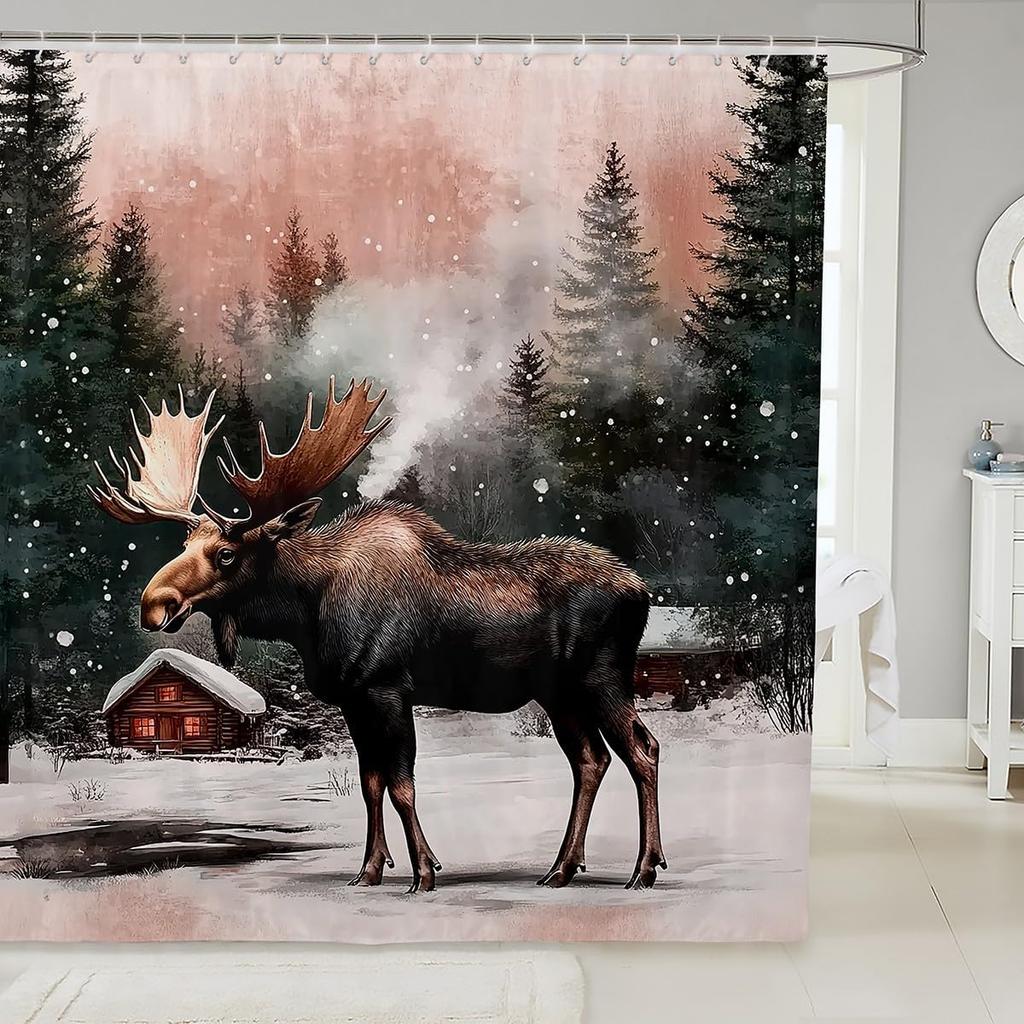Kids Cute Capybara Shower Curtain for Bathroom Decor Japanese Cherry Blossoms Flowers Bath Curtain for Boys Girls Teens Cartoon