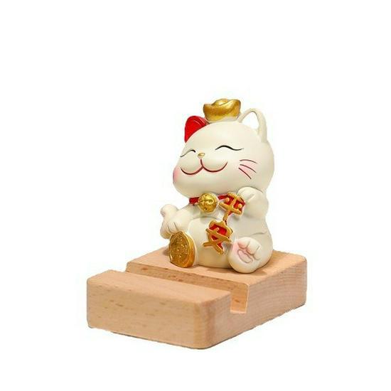 Cute Lucky Cat Phone Stand - Desktop Ornament & Mini Kitten Birthday Gift
