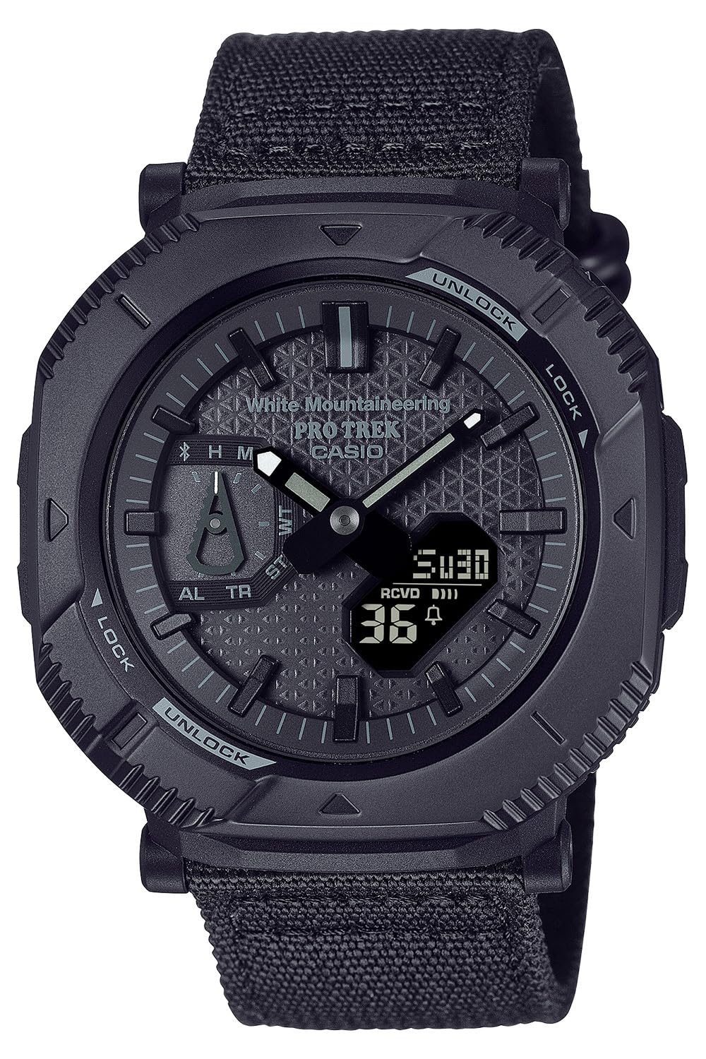 

Колабораційна модель годинника Protrek оснащена Bluetooth Tough Solar Biomass Material Black [Casio] []White Mountaineering® PRJ-B001WM-1JR для чоловіків чорний