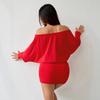 2026 Fall/Winter European & American Style One-Shoulder Batwing Sleeve Sexy Hip-Hugging Skirt