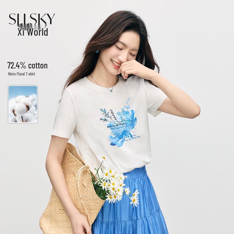 SLLSKY Women s Artistic Print Short Sleeve T-Shirt M