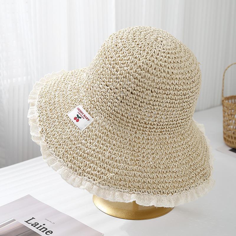 Summer Hats For Women Sun Hat Lace Brimmed Sun Hats Ladies Breathable Beach Accessories Bucket Hat Seaside Holiday Foldable New