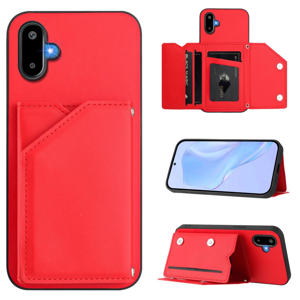 For Samsung Galaxy M06 5G/Galaxy F06 5G Case Card Holder Kickstand Skin-Touch Phone Cover with Wrist Strap