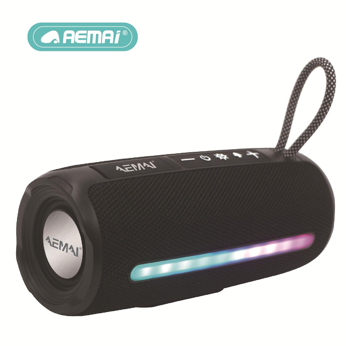 

AEMAi B36 Bluetooth Speaker: Portable, Waterproof, with Card Slot, Subwoofer, and LED Atmosphere Light. чорний