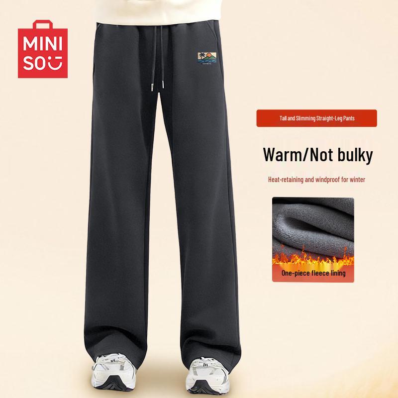MINISO Men's Fleece-Lined Straight-Leg Casual Pants