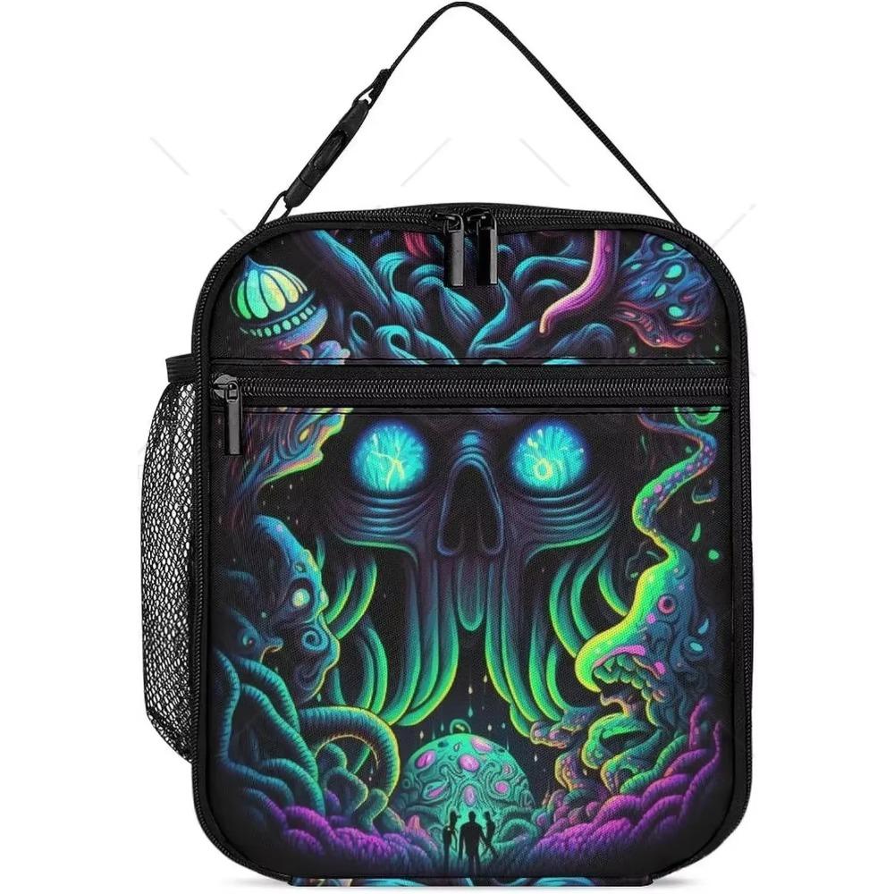 Cute Gothic Skull Insulated Lunch Bag Portable Lunch Box Reusable High Quality and Large Quantity Tote Bag for Women Men
