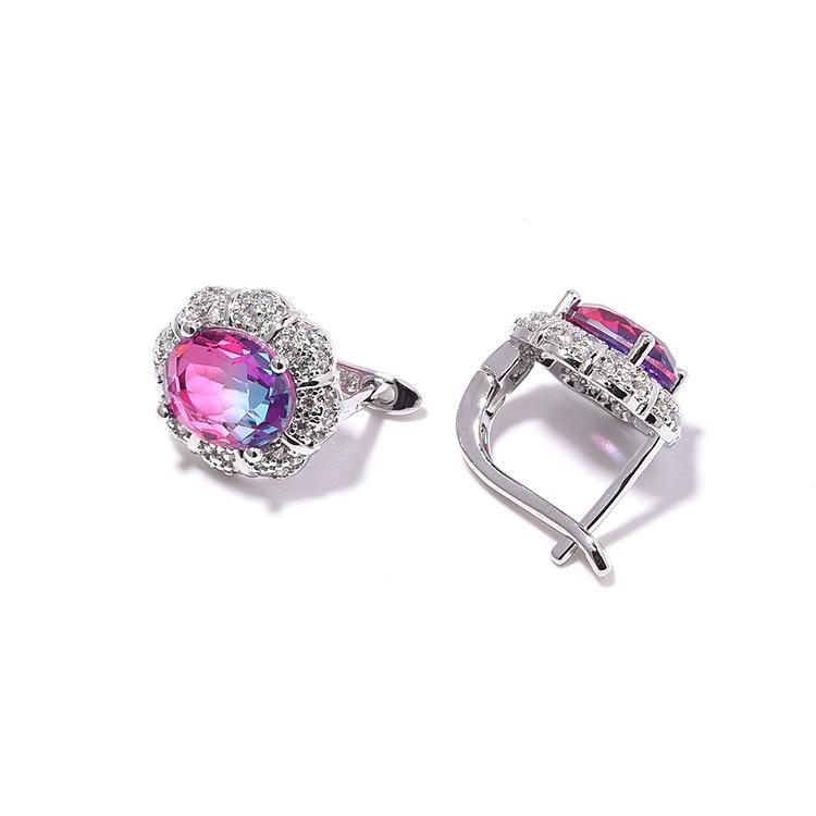 Romantic Rainbow Zircon Jewelry Set: Necklace, Earrings, Ring & Bracelet for Women