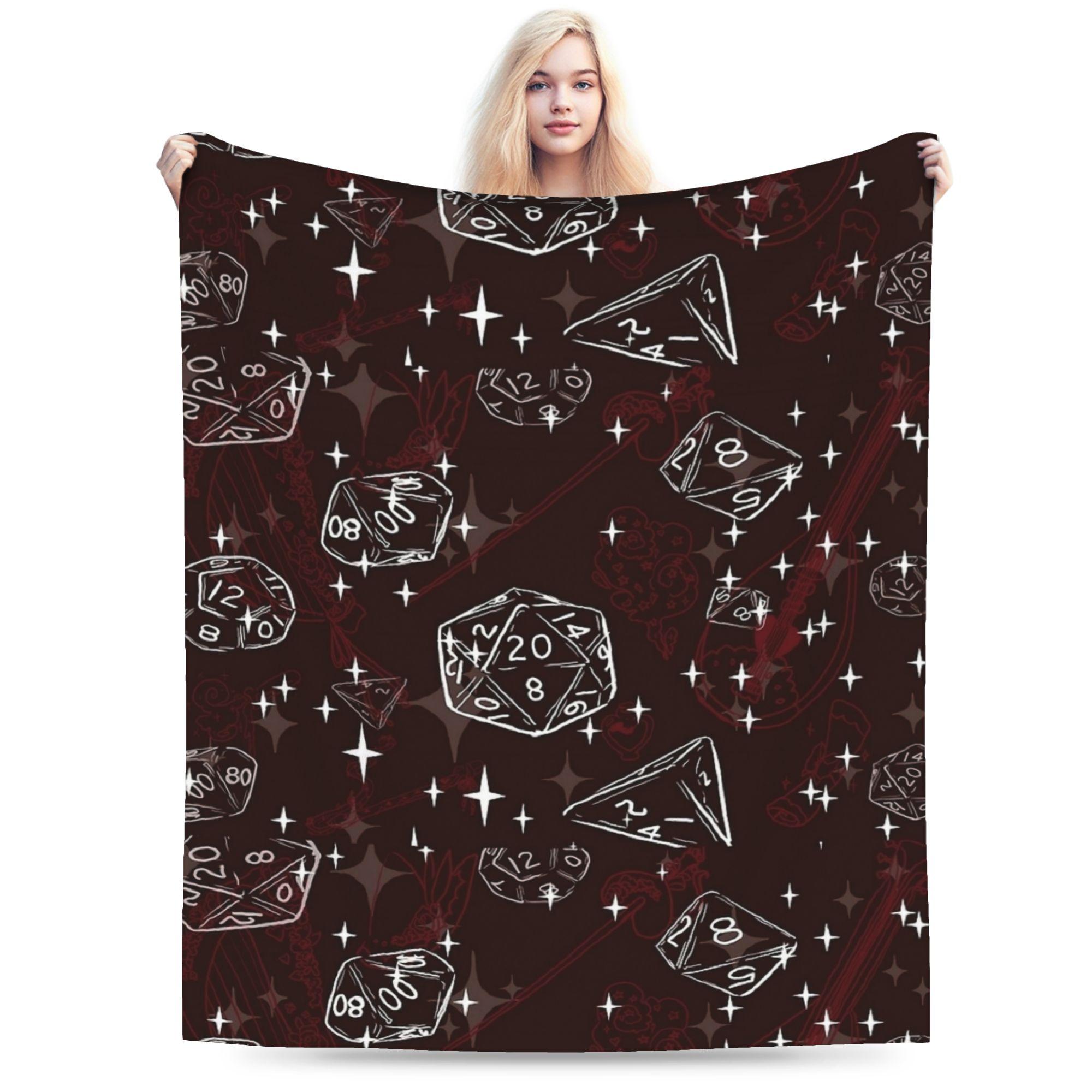 DnD Game Dice Spill Blanket Flannel Summer Breathable Soft Throw Blankets for Bedding Outdoor Plush Thin Quilt 75X95CM