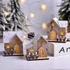 Weihnachts-LED-Licht, Holzhaus, leuchtende Hütte, frohe Weihnachtsdekoration für Zuhause, DIY-Christbaumschmuck, Kindergeschenke für das neue Jahr