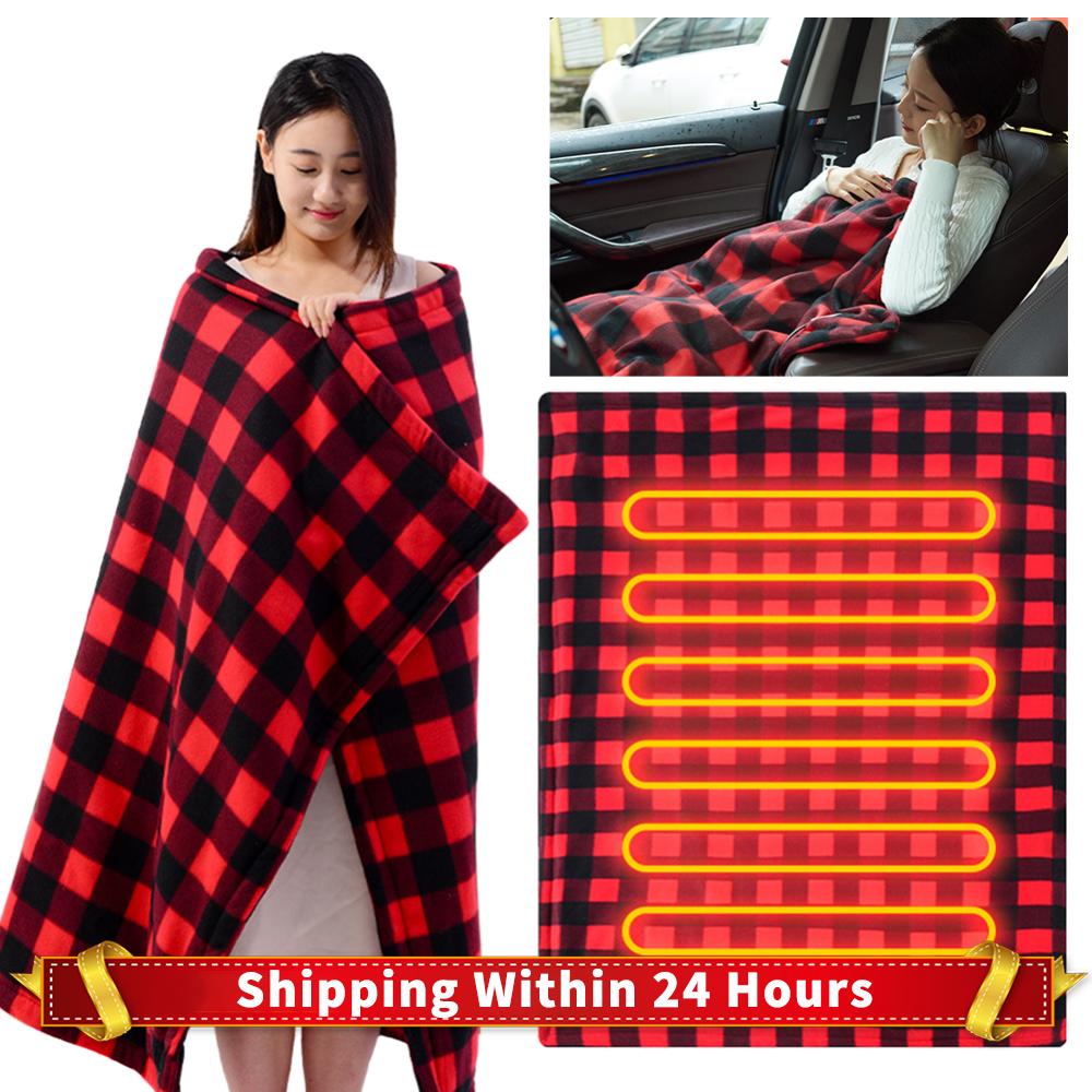 Car Electric Heated Blanket Body Warmer Blanket 9 Adjustable Temperature 12V Soft Heating Mat Auto-off for Car Camping