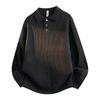Mens Oversized Knit Sweater With Collar Button-Up Design Winter Warm Loose Fit Casual Streetwear Pullover