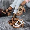 New Ethnic Style Roman Car Line Sandals Summer T-Heels with Casual European and American Thick Heels Women'S High Heels, Women Shoes