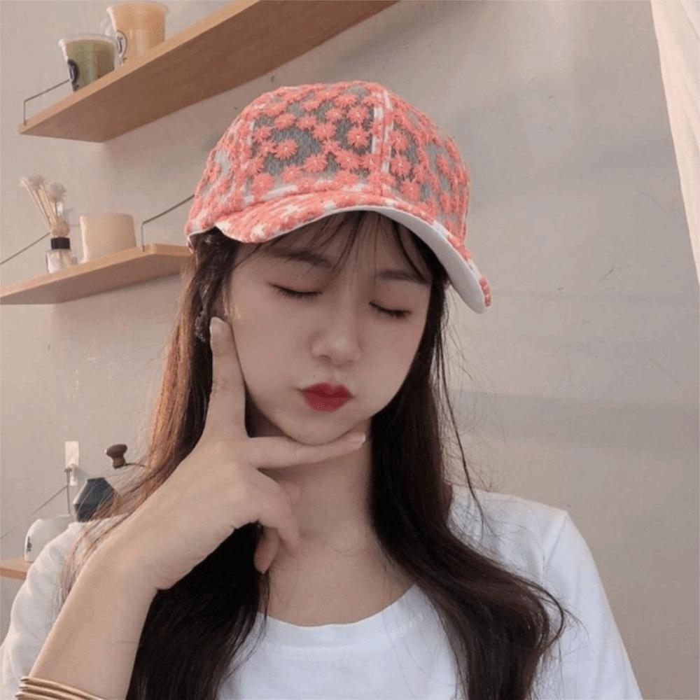 Embroidered Flower Baseball Cap Breathable Mesh Peaked Hat Fashion Visors Cap Girls