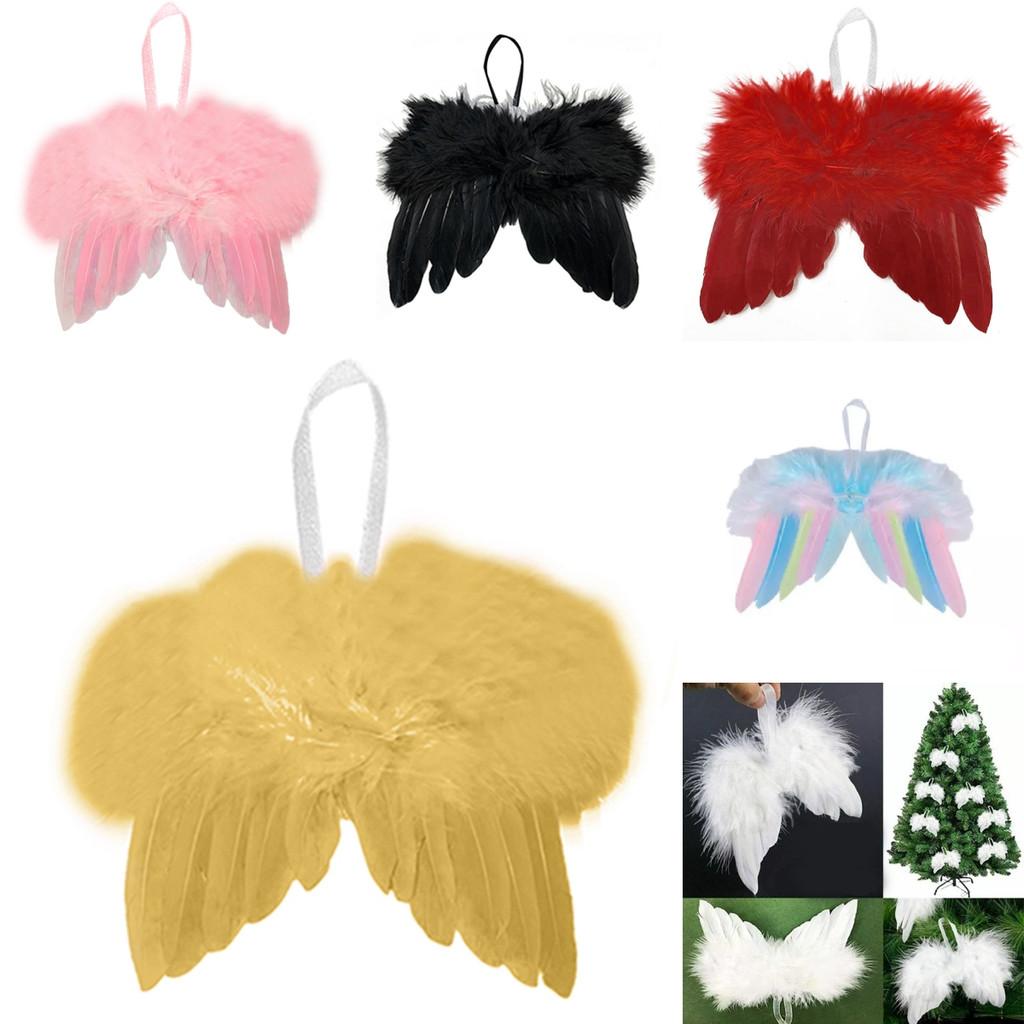 5pcs Angel Wings Christmas Feather Baubles Tree Hanging Ornament Diy Decor Craft