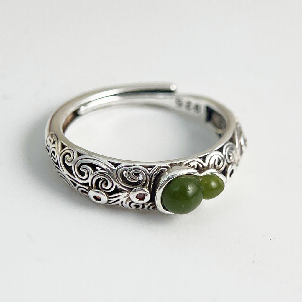 925 Silver Rings For Women Geometric Fine Jewelry Finger Adjustable Simple Colorful Stone Ring For Party Birthday Gift