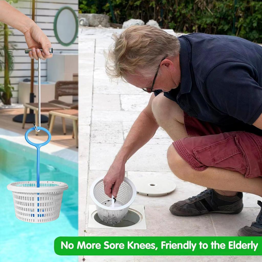 Skimmer Basket Handle,Skimmer Basket Handle Hook Universal Pool Skimmer Basket Handle Fit Inground Pool Skimmer Basket Durable
