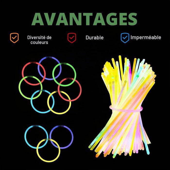 Pack bâtons lumineux - TOTORITY - 120 pièces 20 cm - Multicolore - 6 couleurs - 120 connecteurs