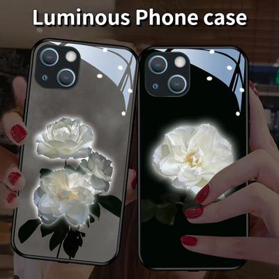 IPhone Akıllı Kapak İçin LED Işıklı Parlayan Işıklı Cam Telefon Kılıfı