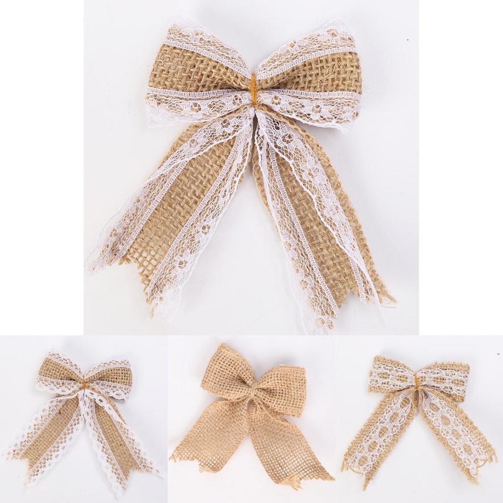 Festive Christmas Bow With Raw Linen Material Handmade Holiday Tree Decor