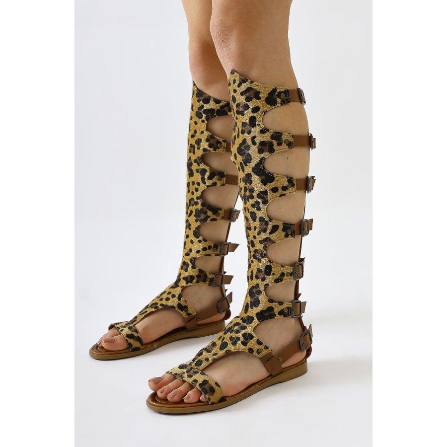 Sandales gladiateur en daim pour femmes