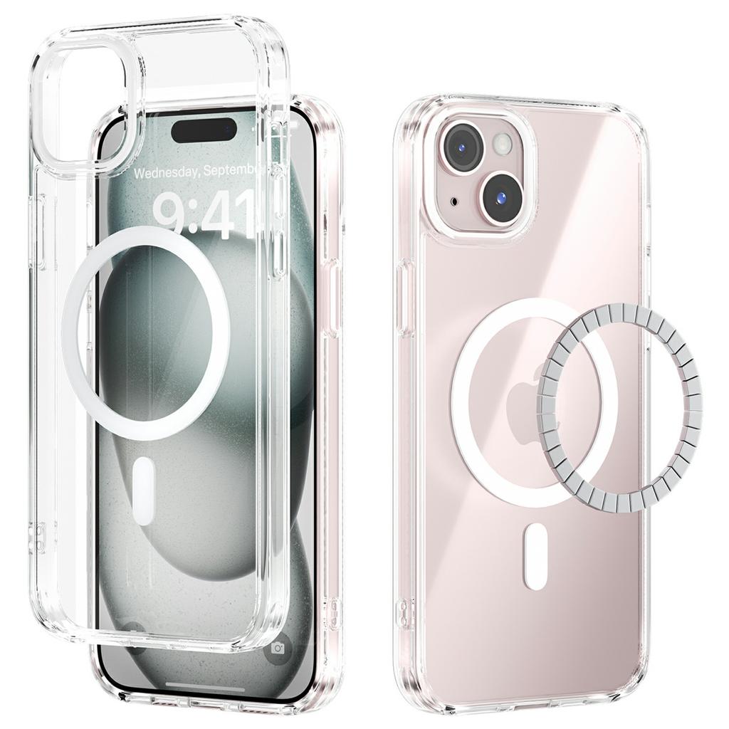 For iPhone 14 Case Compatible with MagSafe Anti Scratch Clear TPU PC Phone Back Cover
