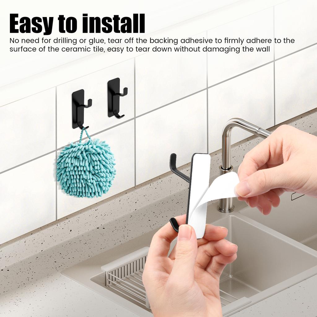 6 Pcs Towel Hooks Stainless Steel Self Adhesive Hook Bathroom Hooks for Hanging Coats Purse Clothes Scarfs Backpacks Keys Bags