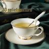 Exquisite European-Style Bone China Tea Cup & Saucer Set with Floral Design and Gold Trim