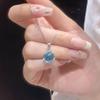 S925 Sterling Silver Aquamarine Necklace - Light Luxury Korean-Style with Sweet Temperament Clavicle Chain for Women
