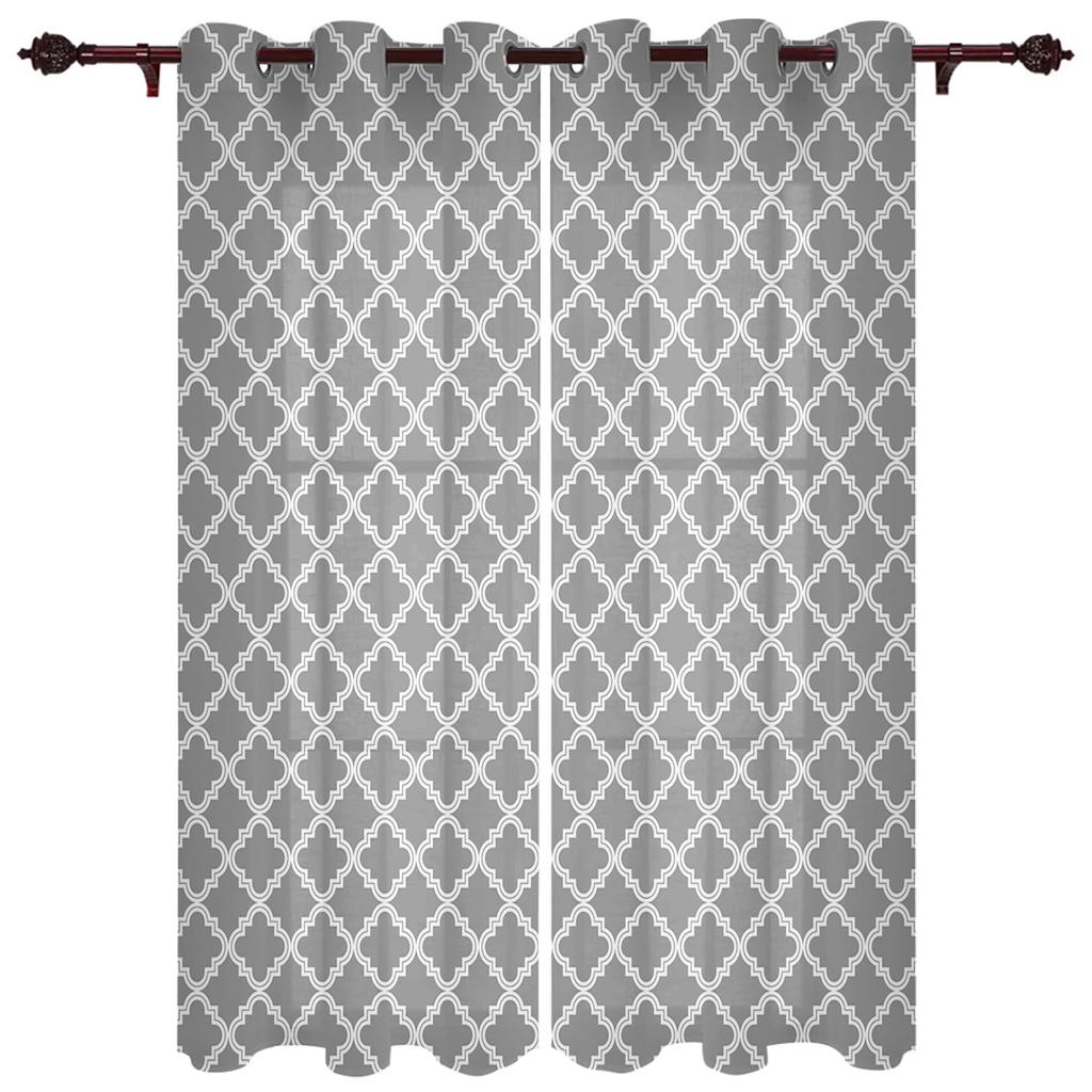 Modern Morocco Black White Curtains Kitchen Decor Items Window Curtains for Living Room Bedroom Curtain Panel