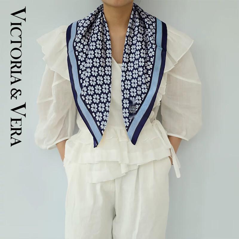 VICTORIA&VERA 99% Mulberry Silk Printed Square Scarf