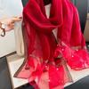 Elegant Embroidery Scarf Korean Women Hijab Shawls Headkerchief Thin Silk Scarf  Lady
