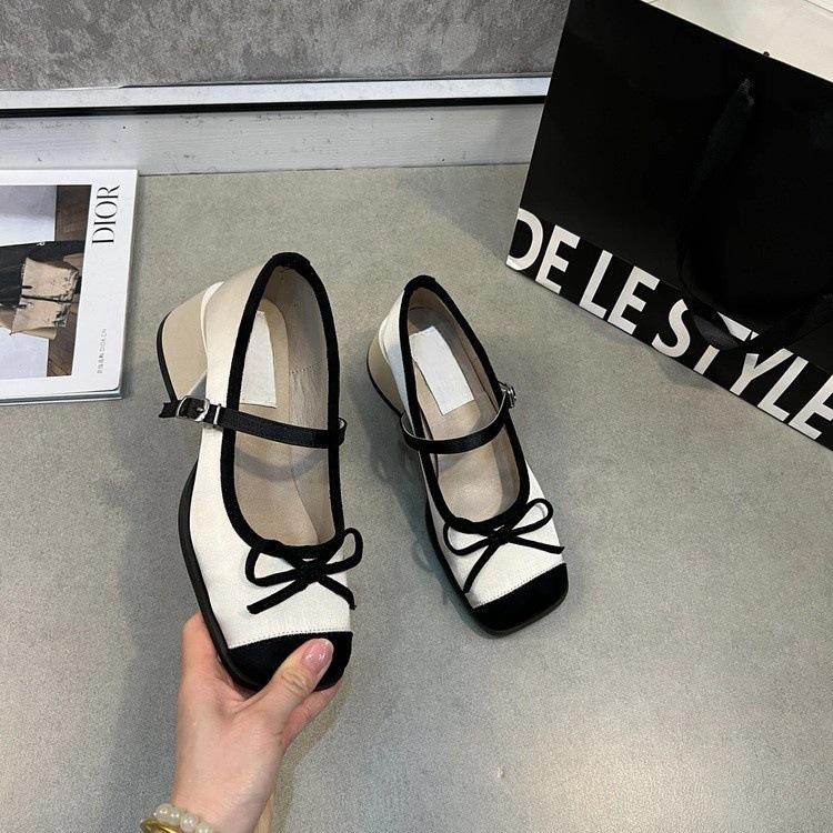 Fashion Women Shoes 2025 Spring Fashion Bow-knot Buckle Strap Mary Jane High Heel Shoes Non Slip Height Increase Women's Ballet Shoes