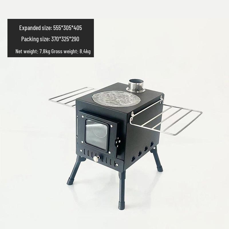 Outdoor Camping Stainless Steel Folding Wood Stove - Tent Heating, Lighting, Picnic - Cross-border Tourism