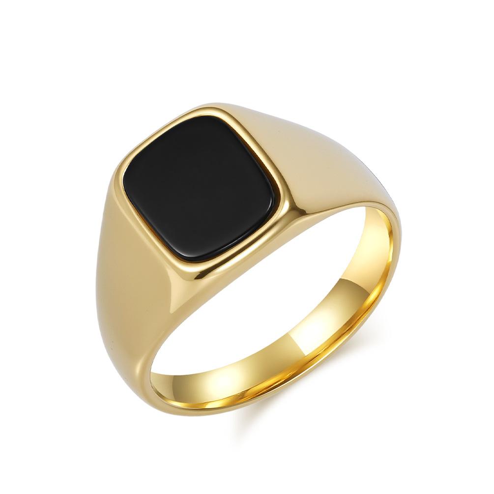 Schwarzer Tigerauge Ring für Männer Polierter Edelstahlring Minimalistischer Unisex-Schmuck Ovaler Cabochon-Stein Moderner Geschlechtsneutraler Ring