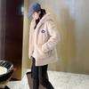 Autumn and Winter New Leather Coat Women's Long Plush Coat Versatile Loose Thickened Furry Warm Coat Tide