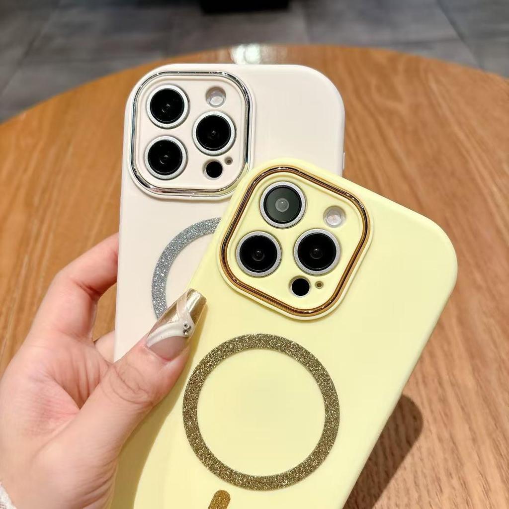 Glitter Magnetic iPhone 17 Pro Case, Skin-Feel Macaron Design with Precise Cutouts, Full Coverage for iPhone 16 Pro and 15.