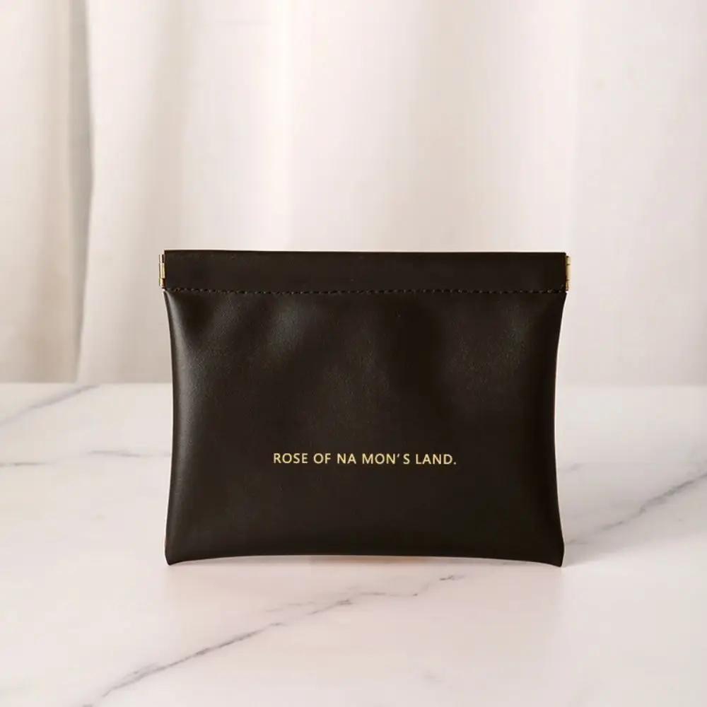 Storage Bag with Automatic Closing Function Wired Headphone Storage Bag PU Coin Purse Mini Portable Lipstick and Makeup Bag