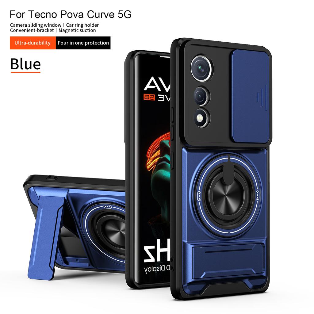 For Tecno Pova Curve Case Tecno Pova Curve 5G Cover Magsafe Magnetic Fold Holder Military Armor Camera Protection Cover